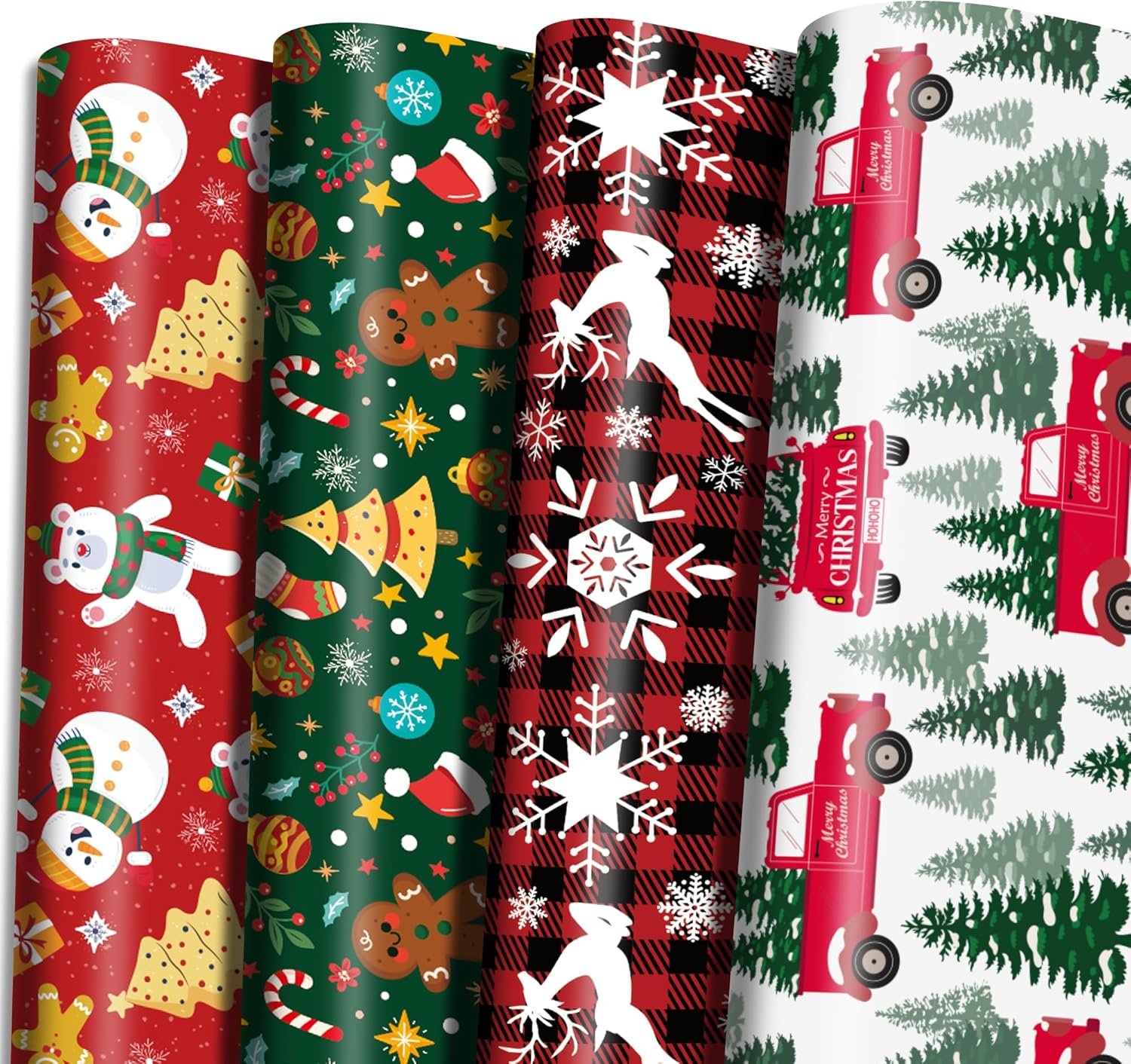 4pcs Christmas Kraft Wrapping  - Flower Wrap Kraft recension och pris